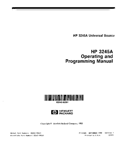 HP 3245A Operating & Programming