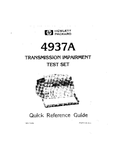 HP 4937A Quick Reference Guide