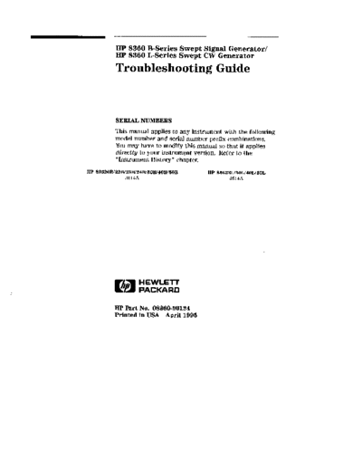 HP 8360B Troubleshooting Guide