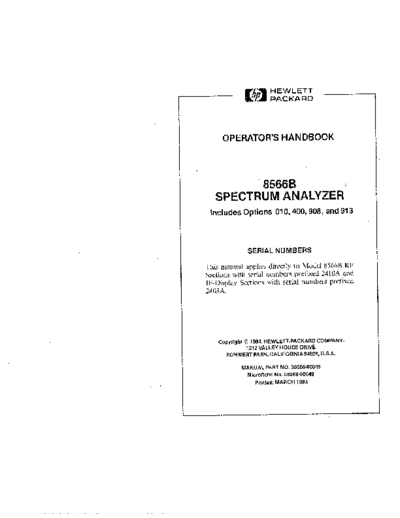 HP 8566B Operators Handbook