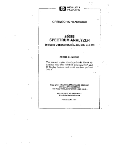 HP 8568B Operator Handbook