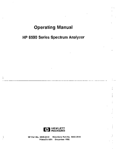 HP 8590 Series 8590B_252C 91A_252C 93A_252C 94A_252C 95A Operating