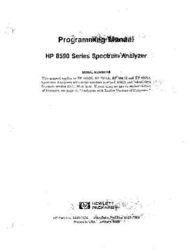 HP 8590 Series 8590B_252C 91A_252C 92B_252C 93A Programming
