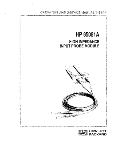 HP 85081A Operating & Service