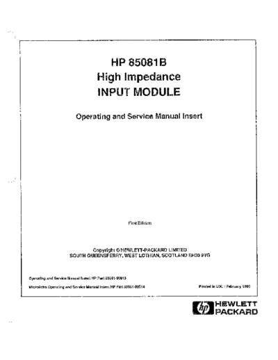 HP 85081B Operating & Service