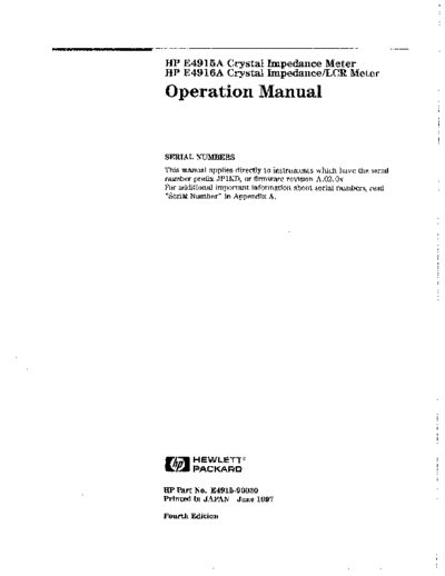 HP E4915A E4916A Operation Manual