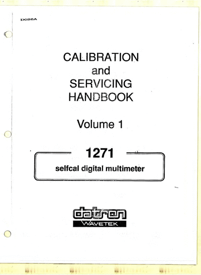 Datron_1271_DMM_Service_Manual-Datron_1271_DMM_Calibration_and_Servicing_Handbook