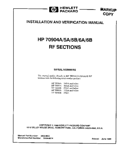 HP 70904A_252C 5A_252C 5B_252C 6A_252C 6B - Installation and Verification