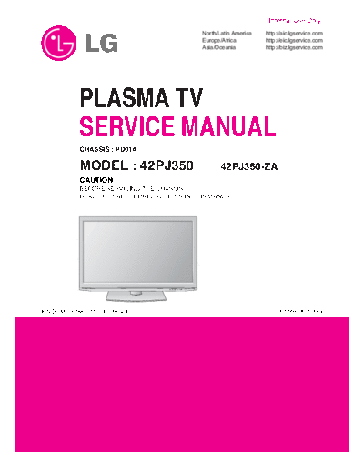 LG 42PJ350 Chassis PD-01A Plasma TV SM