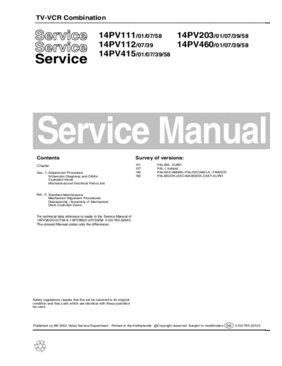 Service Manual TV+VCR Philips chassis Z11