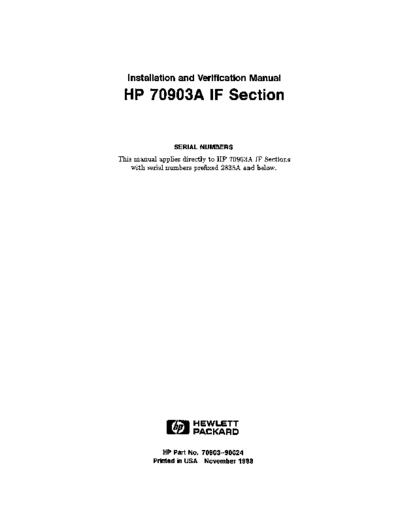 HP 70903A - Installation and Verification