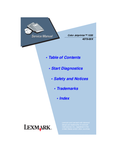 Lexmark 4078-00x Color JetPrinter 1020 Service Manual