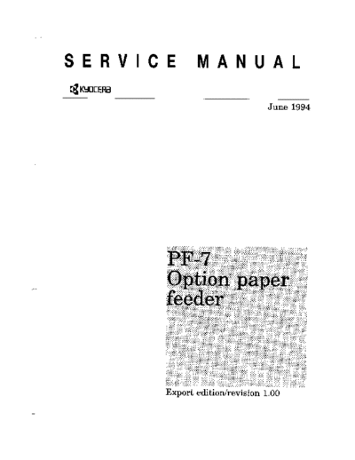 Kyocera Paper Feeder PF-7 Service Manual