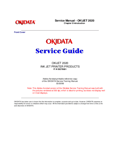 Okidata Jet 2020 Service Manual