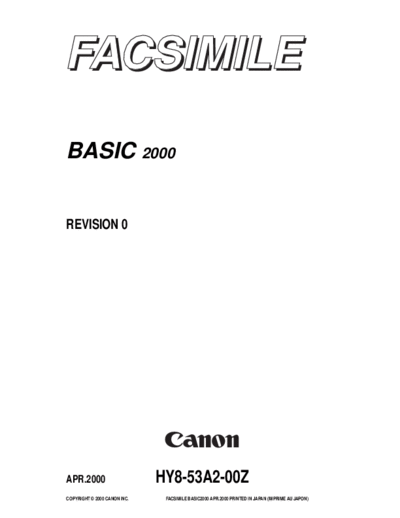Canon Fax Basic 2000 Service Manual