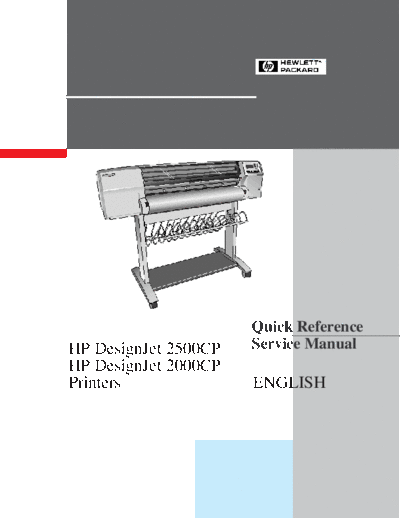 HP DesignJet 2000CP, 2500CP Quick Reference Service Manual