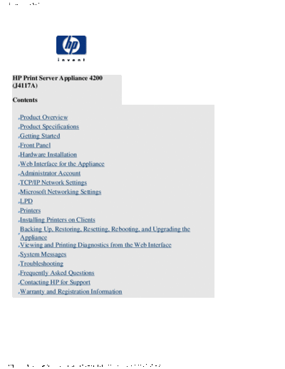 HP Jetdirect Print Server 4200-Below FW 2.3.XX User Guide