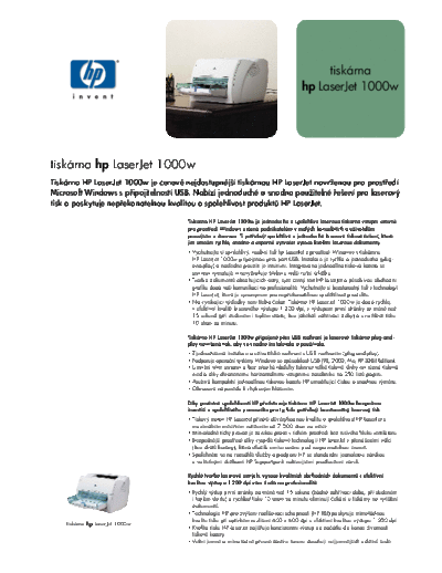 HP LaserJet 1000w Tiskarna