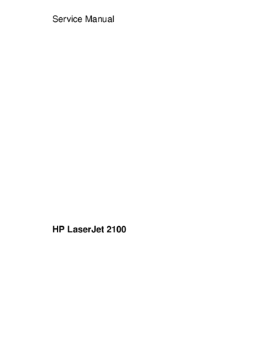 HP LaserJet 2100 Service Manual