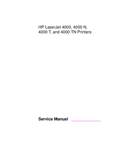 HP LaserJet 4000 Service Manual