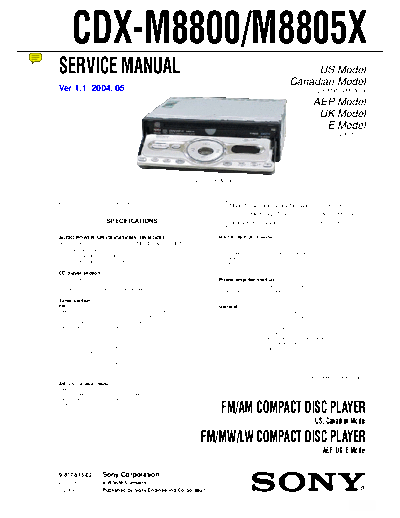 Sony CDX-M8800-8805X