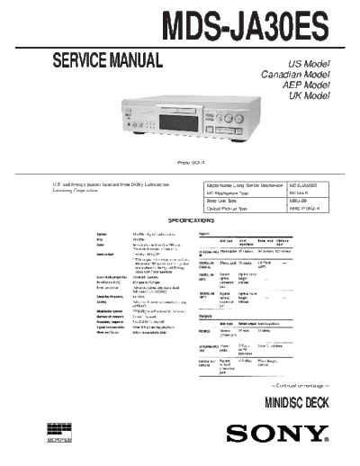 Sony MDS-JA30ES Minidisc_deck