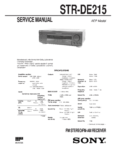 Sony STR-DE215 receiver