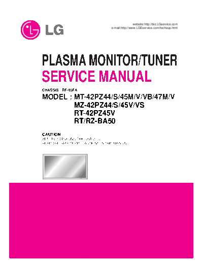 LG MZ-42PZ44, MZ-42PZ45Plasma TV Service Manual