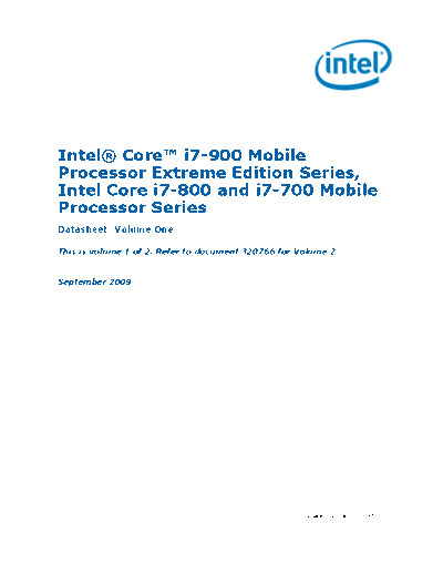 Intel® Core™ i7-900 Mobile Processor Extreme Edition Series, Intel® Core™ i7-800 and i7-700 Mobile Processor Series Datasheet – Volume 1