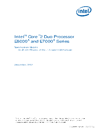 Intel® Core™2 Duo Processor E8000¹ and E7000¹ Series Specification Update