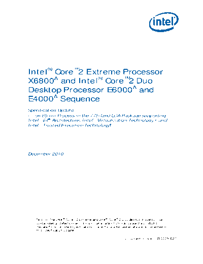 Intel® Core™2 Extreme Processor X6800∆ and Intel® Core™2 Duo Desktop Processor E6000∆ and E4000∆ Sequence Specification Update