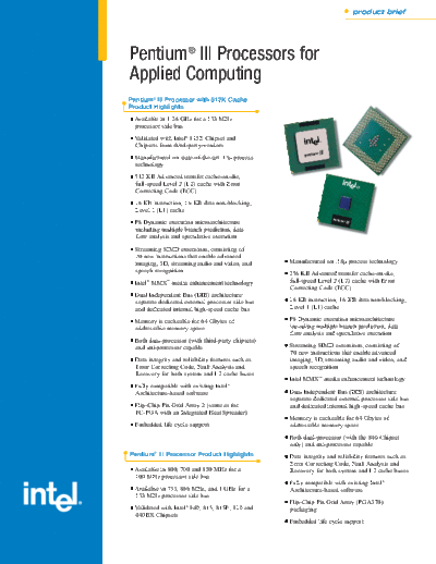 Intel® Pentium® III Processors for Embedded Computing Product Brief