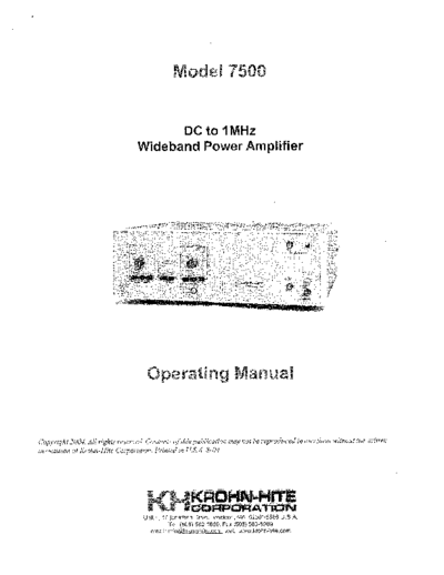 KROHNHITE 7500 Operating