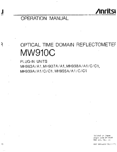 ANRITSU MW910C Operations Ma