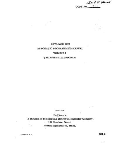 DATAmatic_1000_Automatic_Programming_Manual_Volume_1_Assembly_Program_1957