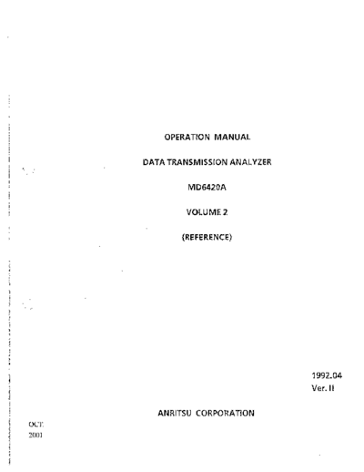 ANRITSU MD6420A VOL 2 Operation Reference
