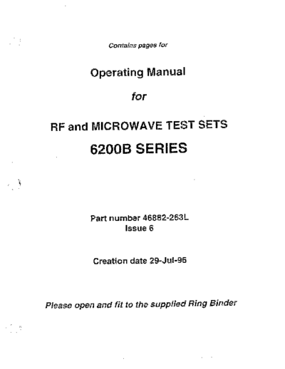MARCONI 6200B Series Operating