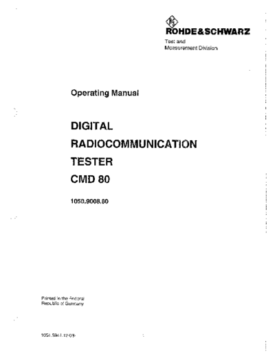 R&S CMD 80 Operating