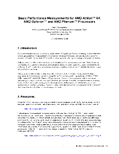 Basic Performance Measurements for AMD Athlon 64_252C AMD Opteron and AMD Phenom Processors. [2008-09-25]
