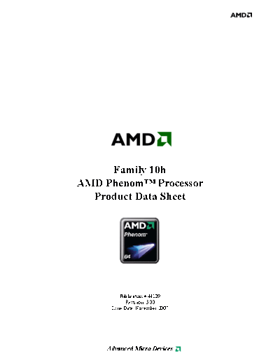 Family 10h AMD Phenom Processor Product Brief. [rev.3.00].[2007-12]