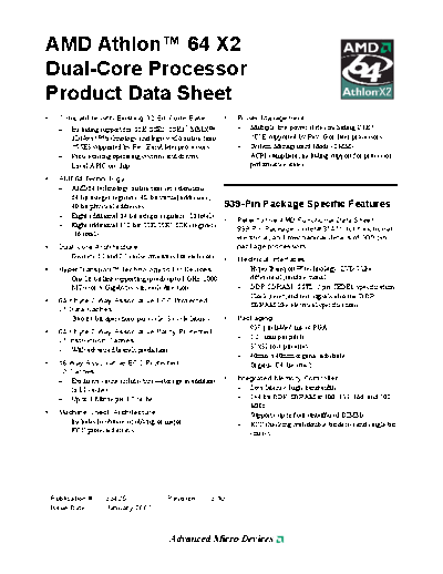 AMD Athlon 64 X2 Dual-Core Processor Product Brief. [rev.3.10].[2007-01]