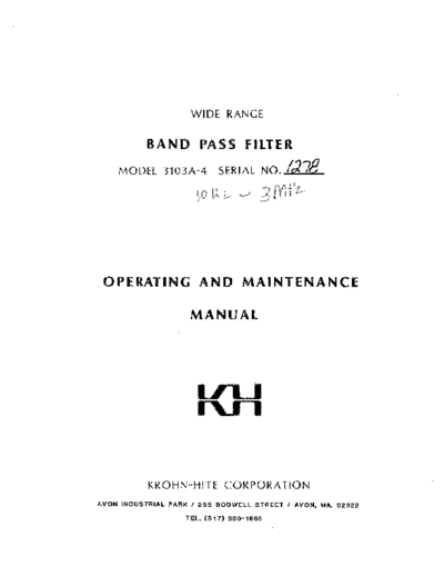 KROHNHITE 3103A-4 Operation_Maintenance