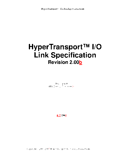 HyperTransport IO Link Specification. [rev.2.00b].[2005-04-27].marked