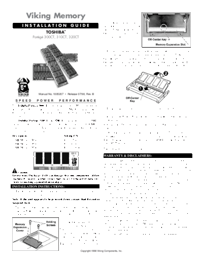 Toshiba Memory Install Guide Portege