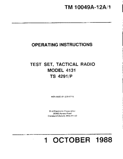 BIRD 4131 Tactical Radio Test Set [TS 4291_P] (1988)