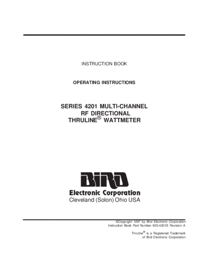 BIRD 4201 Multi-Channel RF Directional Wattmeter (1997)