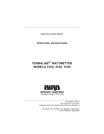 BIRD 6104, 6154, 6156 Termaline Wattmeters (1998) WW