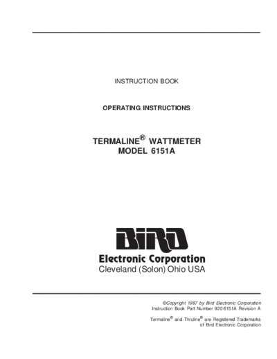 BIRD 6151A Termaline RF Wattmeter WW