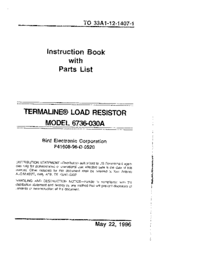 BIRD 6736-030A Termaline Load Resistor [TO 33A1-12-1407-1] (1996) WW