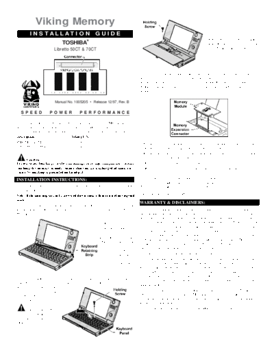 Toshiba Memory Install Guide Libretta